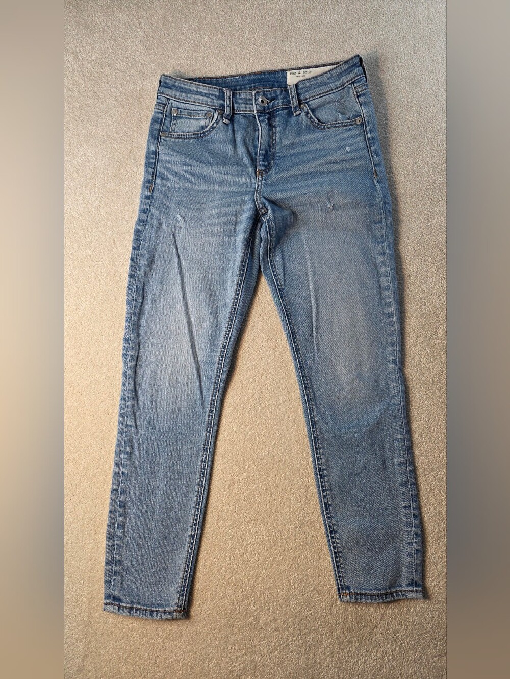 Rag & Bone Lou Kate Mid Rise Shorty Skinny Jeans Distressed Womens 25